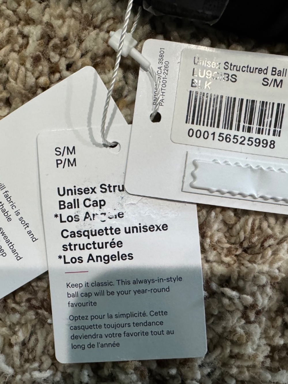 Lululemon Unisex Structured Ball Cap Los Angeles Black size S/M BRAND NEW - Picture 2 of 3